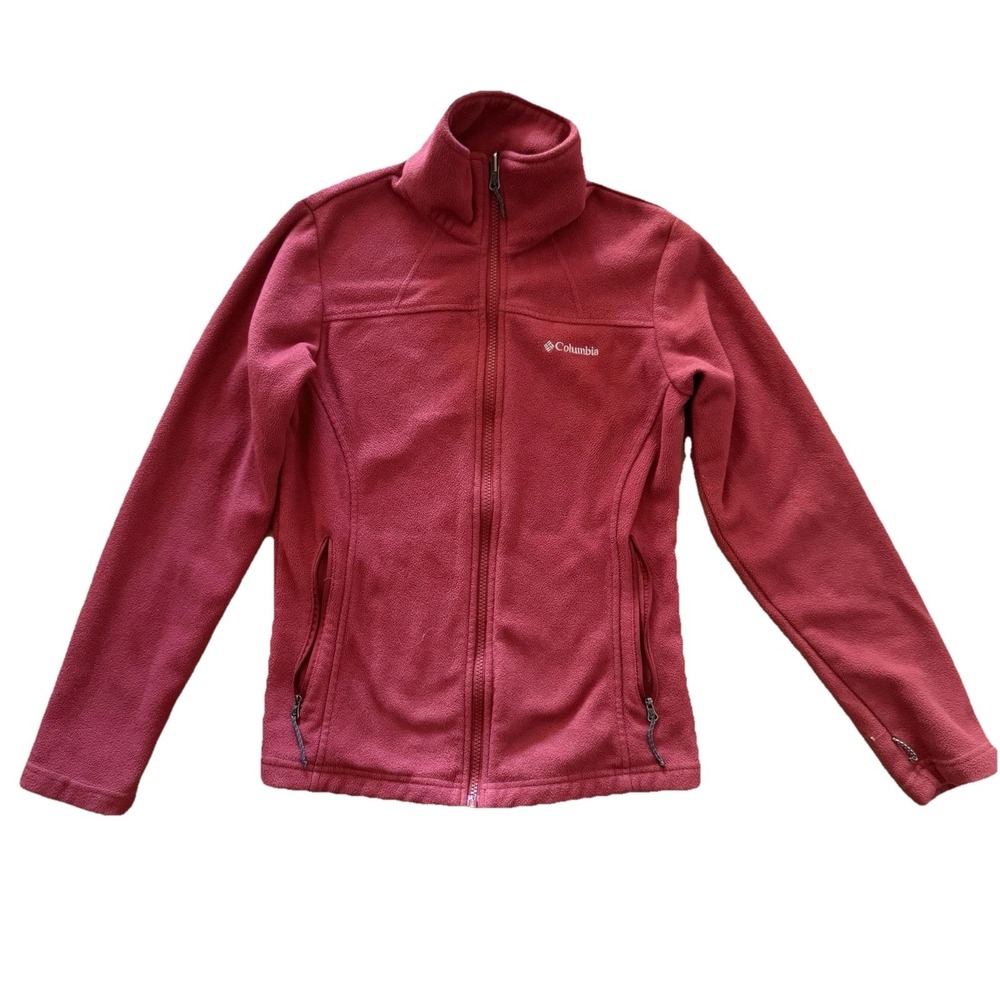 Columbia Women's Full Zip Fleece Jacket XS Red Soft Warm Outdoor Hiking Layer